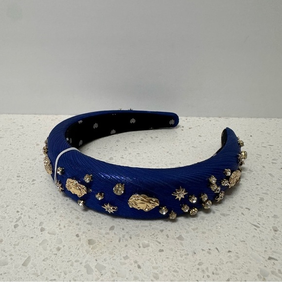 Lele Sadoughi Zodiac Virgo Sapphire Gold Embellished Alice Headband NEW - Picture 4 of 6